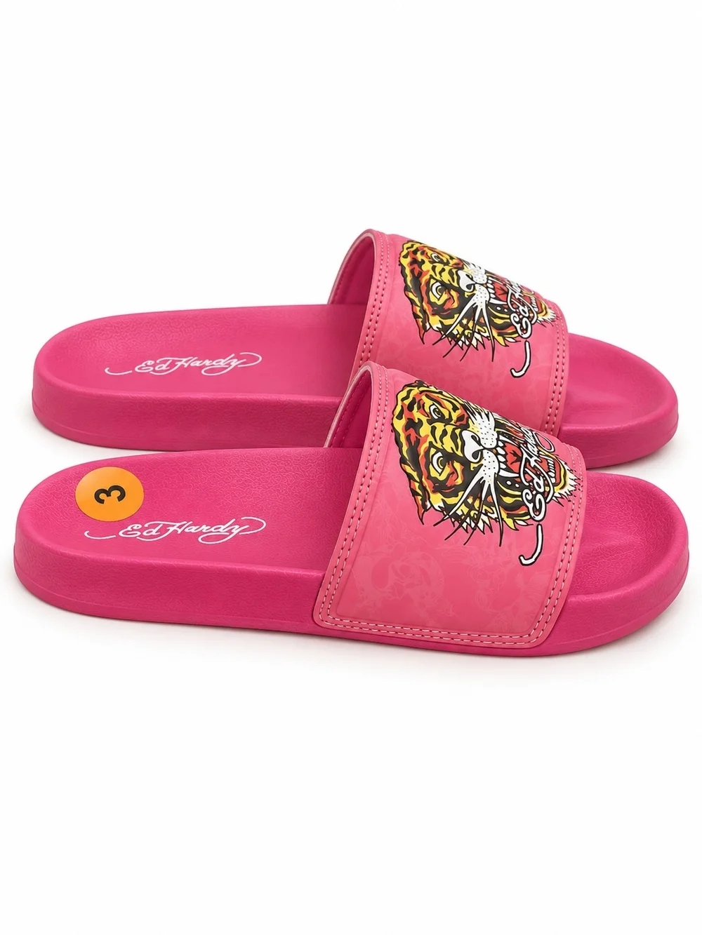 NWT Ed Hardy Kids Pink Tiger Slide Sandals - Size 3